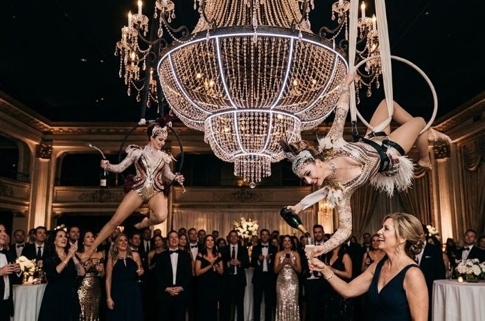 Aerial Champagne chandelier