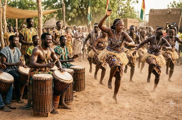 African drummers dancers