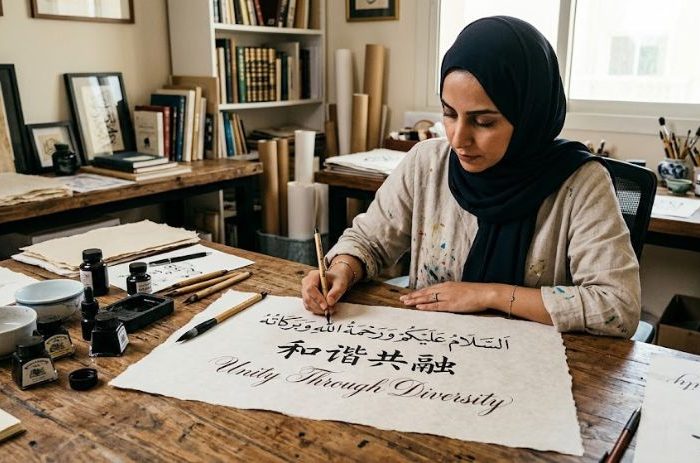 Arabic Chinese English calligrapher