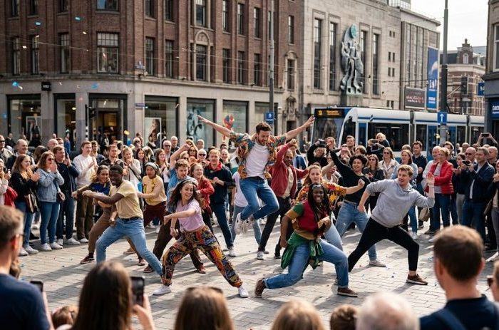 Flash mob dancers