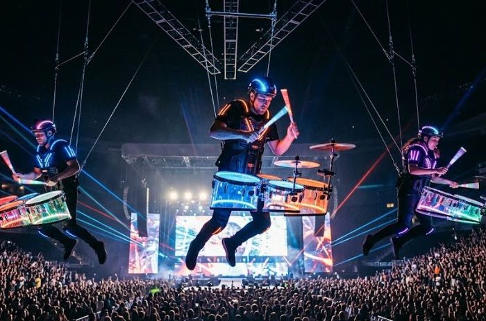 Flying led drummers